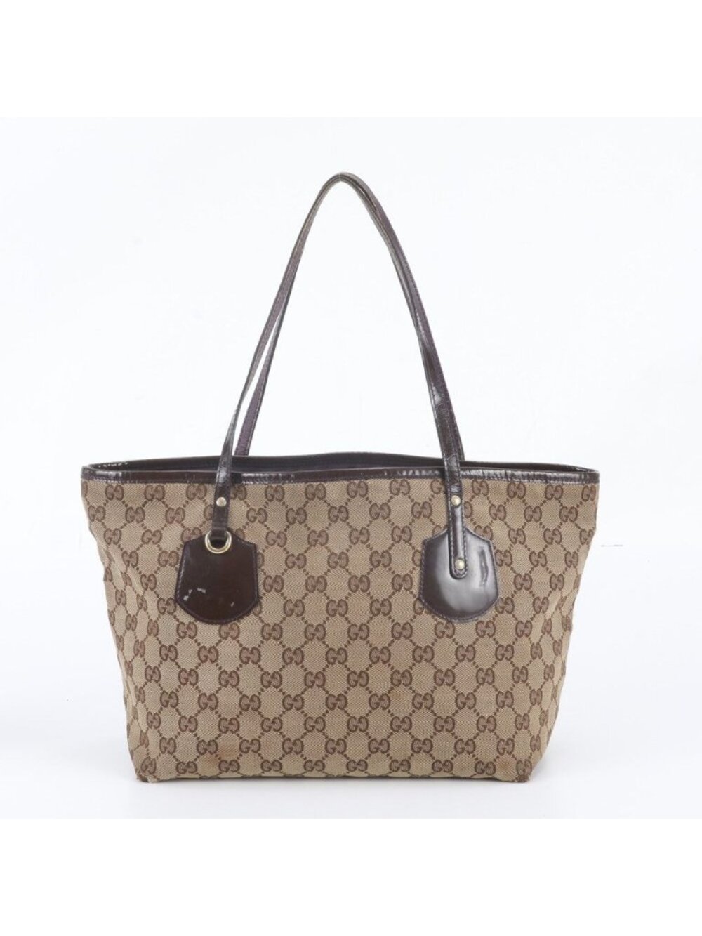 Gucci GG Canvas Jolie Leather Tote Shoulder Hand Brown